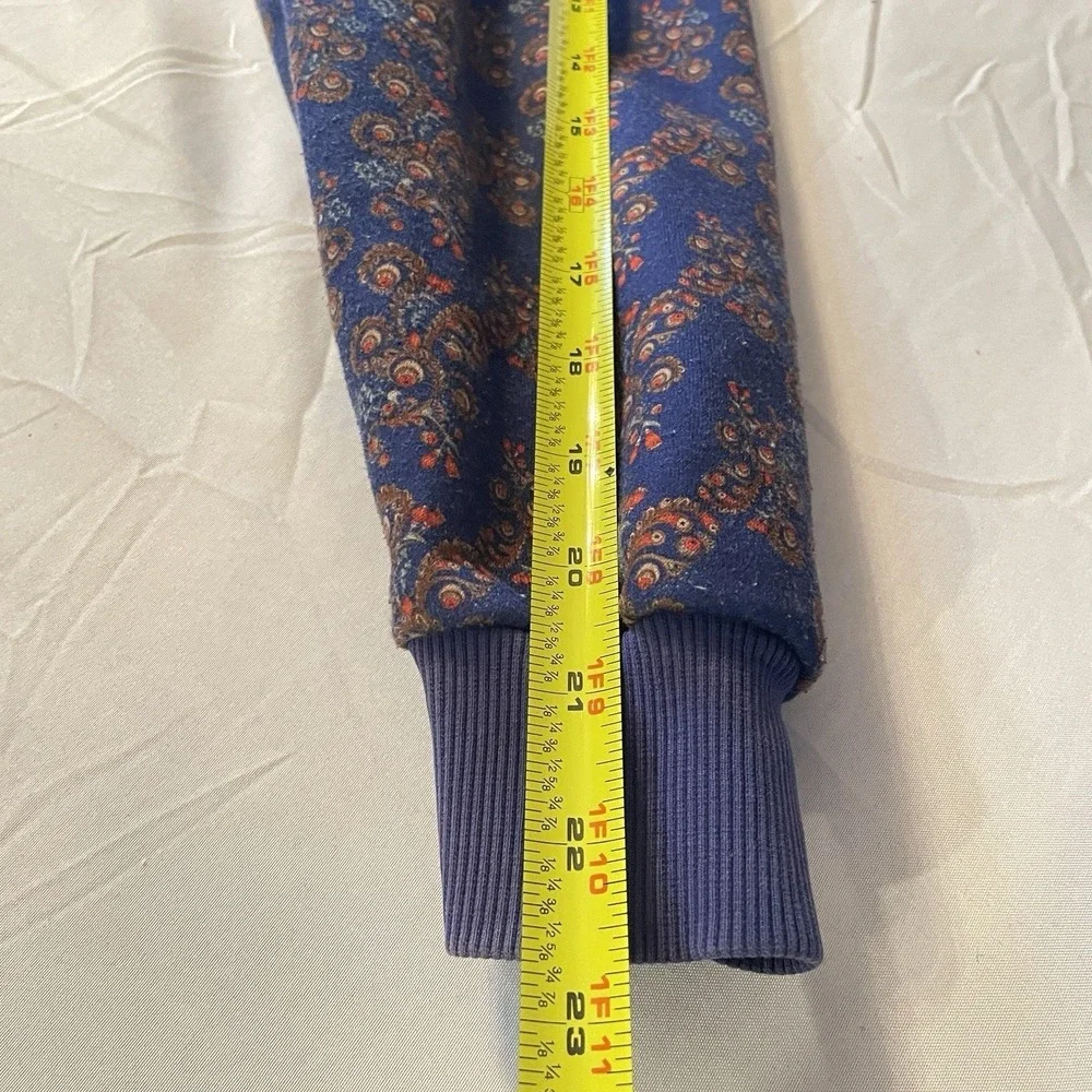 Angelbells Paisley Floral Zip Up Hoodie Kids XXL Blue Sherpa Lined Sweatshirt